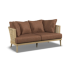 The Martinique Sofa blends Mindi wood and large-format natural rattan to create a striking piece for any home.